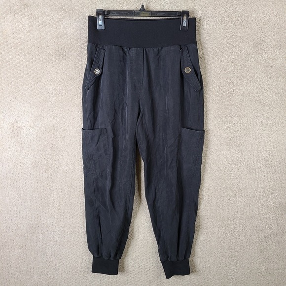 Maeve Anthropologie Pants Women S Black Cicerone Utility Jogger Cargo‎ Lyocel - Picture 1 of 12
